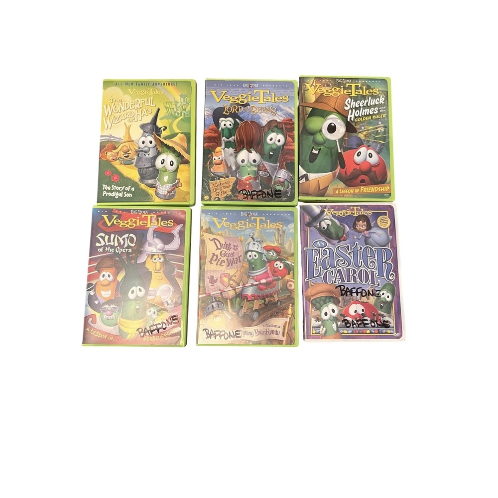 Set of 6 VeggieTales Kids Christian Animated Movies Various Titles DVD's